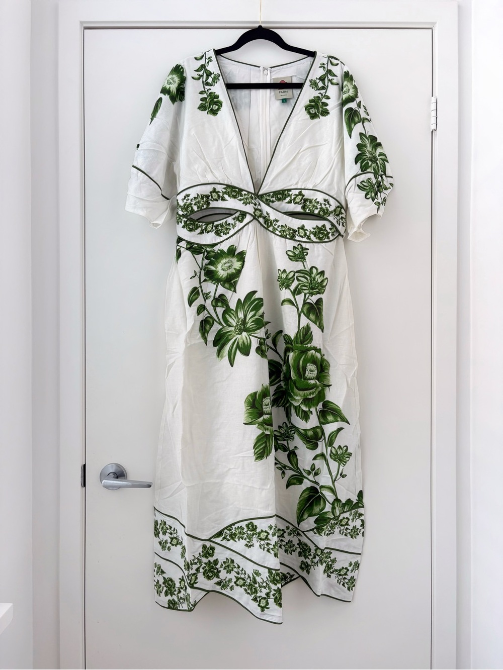 NWOT Farm Rio Off-White Green Floral Cascade Midi Dress XL - Picture 3 of 16